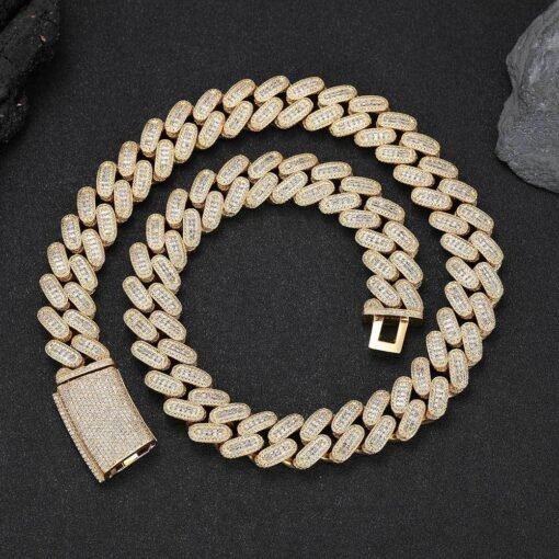 18mm iced out baguette cuban link chain